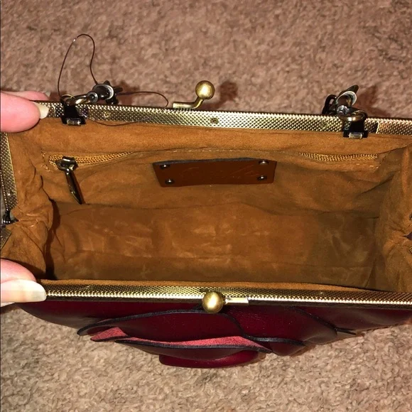 NWT-Patricia Nash-SET-Borriana Rose Crossbody &Mirror Fob Bag Charm-Oxblood-$198 - Picture 8 of 16